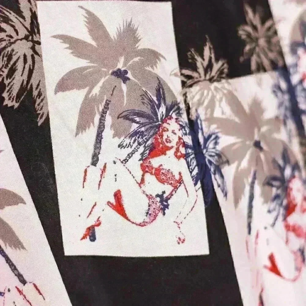 Imprints Size L Black Hawaiian shirt pinup hidden art; art to wear button down - Picture 12 of 15